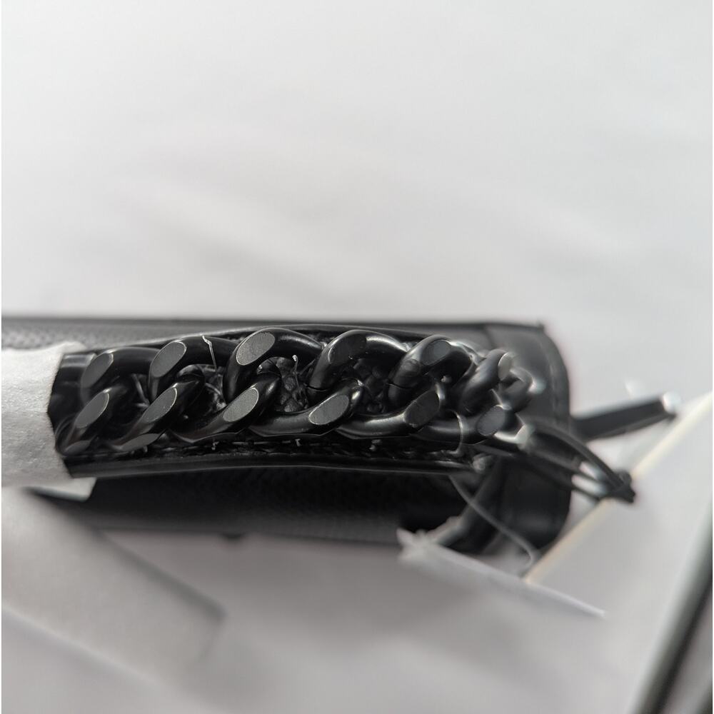 Nicole Miller Black Faux Leather Bag Purse With Chain Accent - Picture 9 of 12